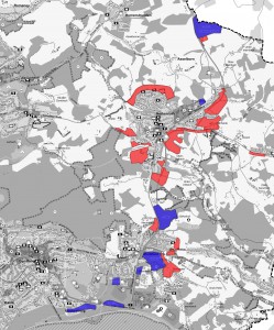 Blau=Gewerbegebiete / Rot=Wohngebiete / Größe= 1.6MB
